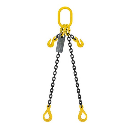 Grade 80 Chain Sling 10mm x 6m 2 Leg W/ Clevis Grab Shortner & Self Locking Hook
