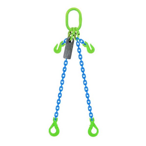 Grade 100 Chain Sling 10mm x 6m 2 Leg W/ Clevis Grab Shortner & Self Locking Hook