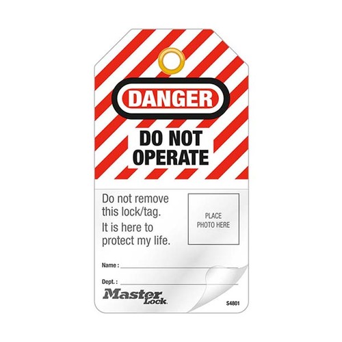 Master Lock 146 x 79mm Do Not Operate Self Laminating Photo Tags - 12/Pack