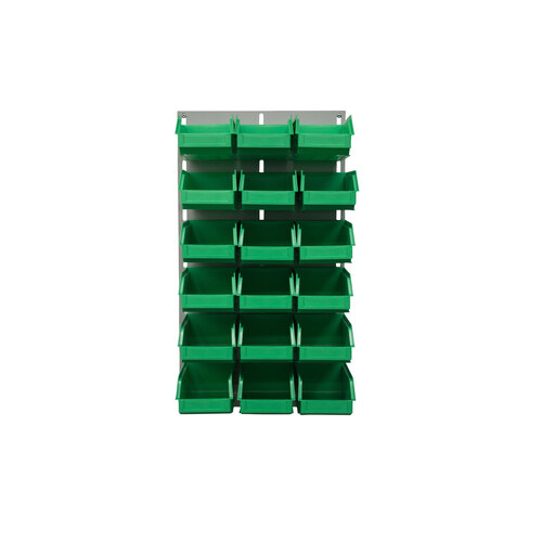 Ezylok LP1 Louvred Panel & 18 Pieces Size 5 Plastic Bin - Green Colour