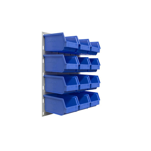 Ezylok LP2 Louvred Panel & 12 Pieces Size 4 Plastic Bin - Blue Colour
