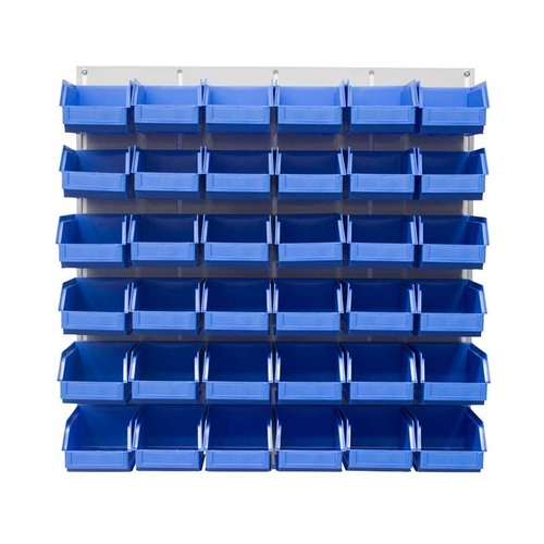 Ezylok LP2 Louvred Panel & 24 Pieces Size 5 Plastic Bin - Blue Colour