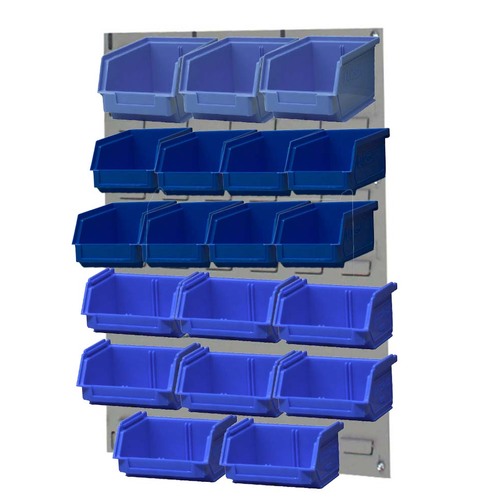 Ezylok LP2 Louvred Panel & Size 4 (3pc),5 (8pc) & 6 (8pc) Plastic Bin - Blue