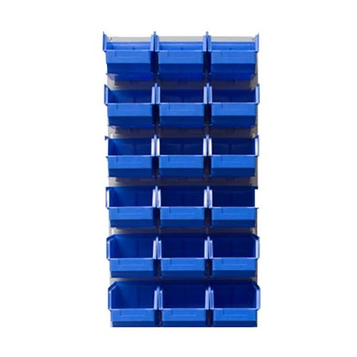 Ezylok LP4 Louvred Panel & 18 Pieces Size 3Z Plastic Bin - Blue Colour