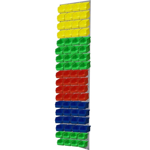 Ezylok LP4 Louvred Panel & 72 Pieces Size 5 Plastic Bin - Mixed Colour