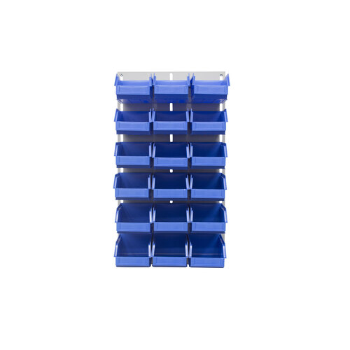 Ezylok LP5 Louvred Panel & 18 Pieces Size 3Z Plastic Bin - Blue Colour