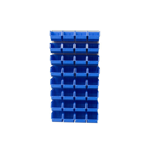 Ezylok LP5 Louvred Panel & 32 Pieces Size 4 Plastic Bin - Blue Colour