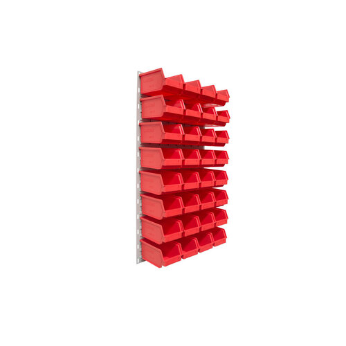 Ezylok LP5 Louvred Panel & 32 Pieces Size 4 Plastic Bin - Red Colour