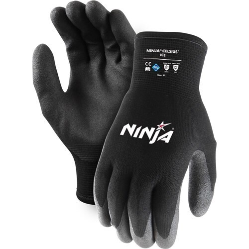 Pack of 12 - Ninja HPT Ice Superior Grip Thermal Resistant Gloves, Black, Small