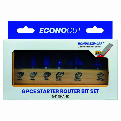 Econocut 1/4" Shank Starter Router Bit Set, 6 pieces