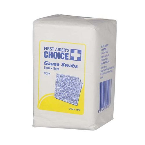 First Aiders Choice Gauze Swab 5 x 5cm - 100/Pack
