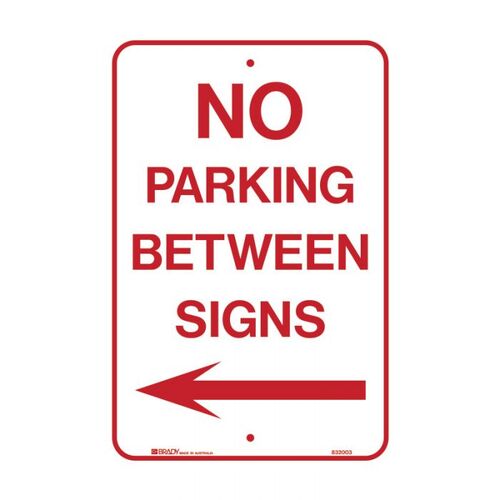 Brady No Parking Between Signs Arrow Left 300 x 450mm C2 Ref Aluminium