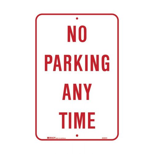 Brady No Parking Any Time 300 x 450mm C2 Ref Aluminium