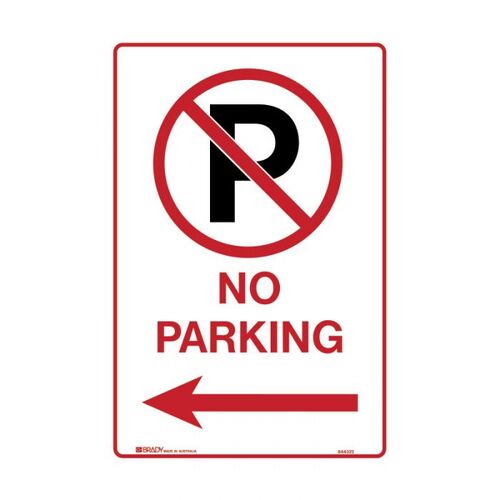 Brady No Parking Picto Arrow Left 300 x 450mm C2 Ref Aluminium