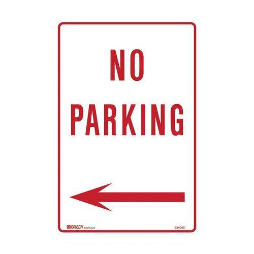 Brady No Parking Arrow Left 300 x 450mm C2 Ref Aluminium