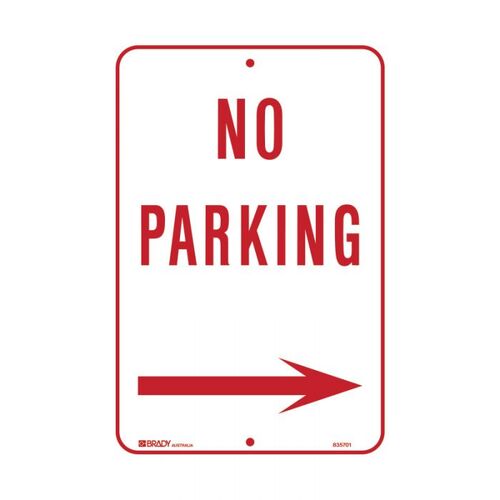 Brady No Parking Arrow Right 300 x 450mm C2 Ref Aluminium