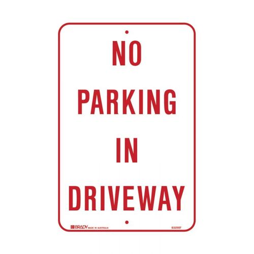 Brady No Parking In Driveway 300 x 450mm C2 Ref Aluminium