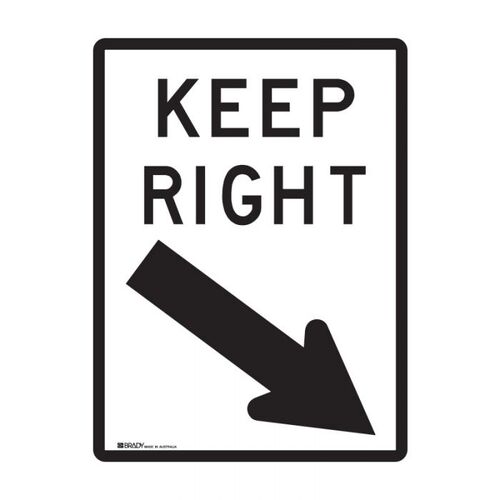 Brady Traffic Site Safety Sign - Keep Right 450 x 600mm Metal