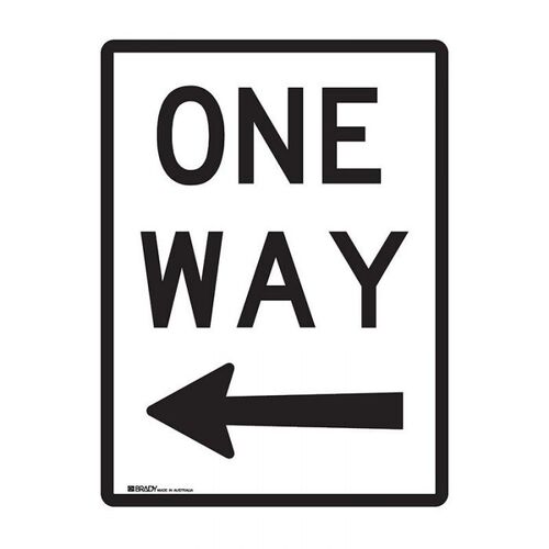 Brady Traffic Site Safety Sign - One Way Arrow Left 450 x 600mm Metal