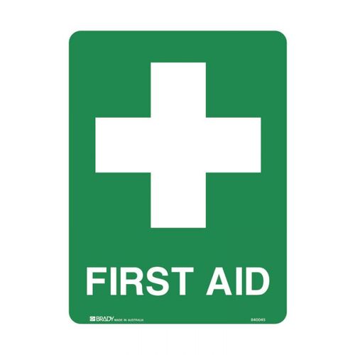Brady Emergency Information Sign First Aid 600 x 450mm Polypropylene