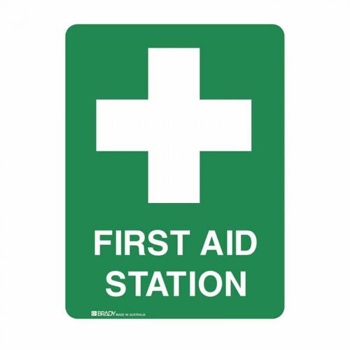 Brady Emergency Sign First Aid Station 600 x 450mm Metal