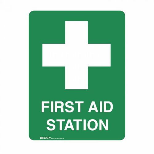 Brady Emergency Sign First Aid Station 300 x 225mm Polypropylene