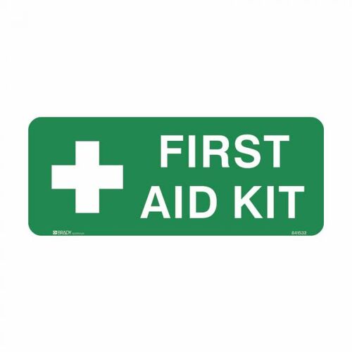 Brady Emergency Information Sign - First Aid Kit 180 x 450mm Polypropylene