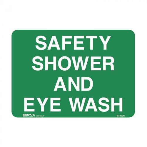 Brady Emergency Sign - Safety Shower And Eye Wash 180 x 250mm Self Adhesive