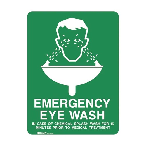 Brady Emergency Sign - Emergency Eye Wash 250 x 180mm Self Adhesive