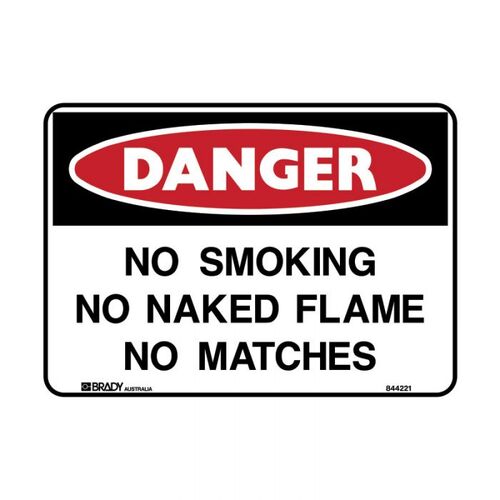 Brady Glo Danger Sign No Smoking 250 x 180mm Metal