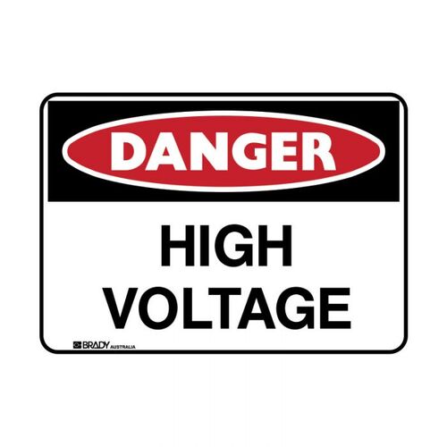 Brady Glo Danger Sign High Voltage 250 x 180mm Metal
