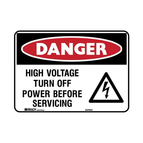 Brady Glo Danger Sign High Voltage Turn Off Power Before Servicing Metal