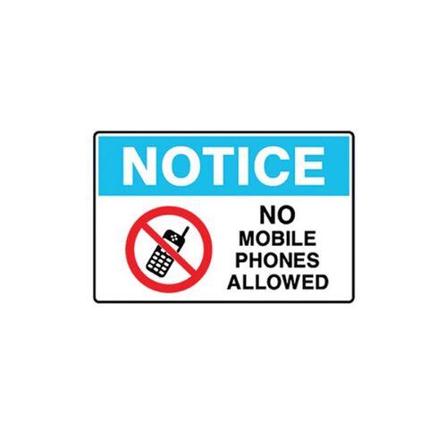 Brady Mobile Phone Sign - Notice No Mobile Phones Allowed 225 x 300mm Poly