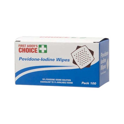 First Aiders Choice Povidone Iodine Wipes - 100/Pack