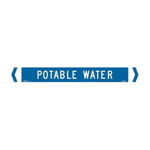 Brady Pipe Marker Potable Water White/Mid Blue >75mm O.D. - 10/Pack