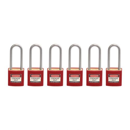 Brady Brass Safety Padlock Keyed Alike (KA) Red - 6/Pack