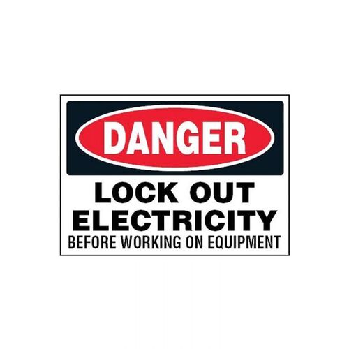 Brady Danger Lock Out Electricity Before Working On Equipment Label 38 x 45mm - 5/Pack