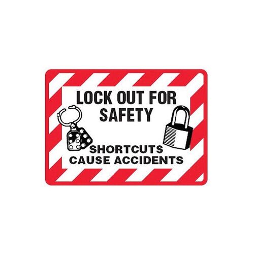 Brady Lockout For Safety Shortcuts Cause Accidents Label 38 x 45mm - 5/Pack