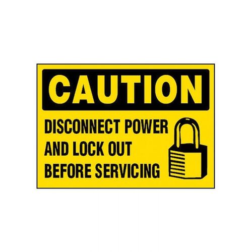 Brady Caution Disconnect Power & Lock Out Before Servicing Label 55 x 90mm - 5/Pack