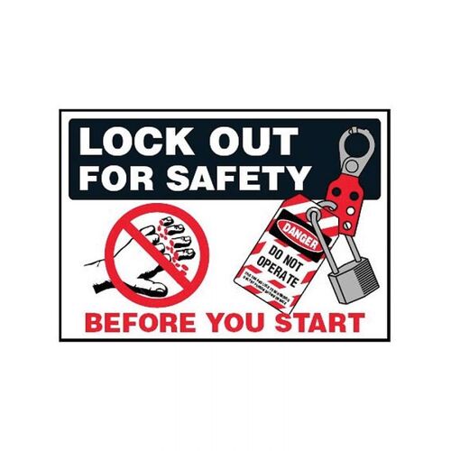 Brady Lock Out For Safety Before You Start Label 38 x 45mm - 5/Pack