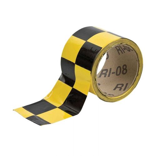 Brady Indoor Warning Tape 50mm x 16.4m Yellow/Black Checkered