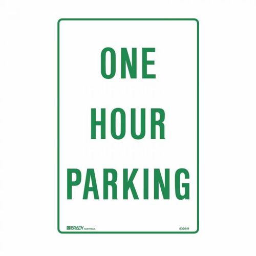 Brady Parking Sign - One Hour Parking 300 x 450mm C2 Ref Al