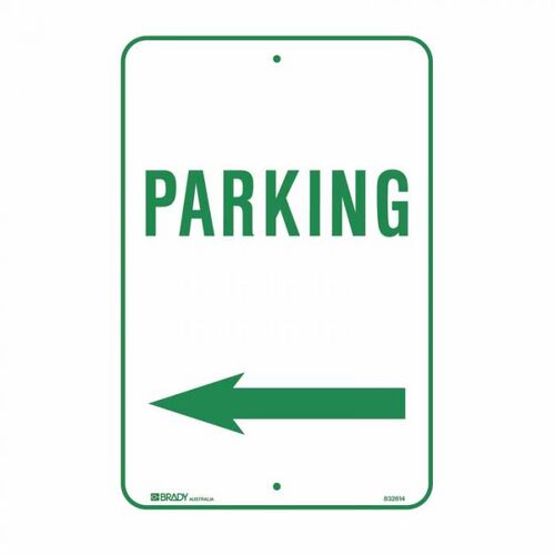 Brady Parking Sign - Parking Arrow Left 300 x 450mm Metal