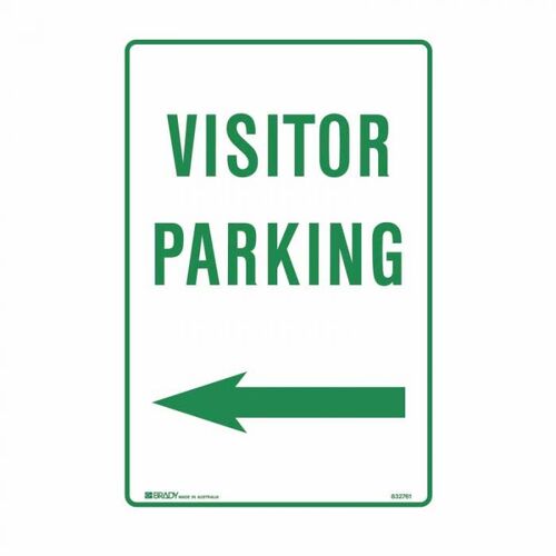 Brady Parking Sign - Visitor Parking Arrow Left 300 x 450mm C2 Ref Al