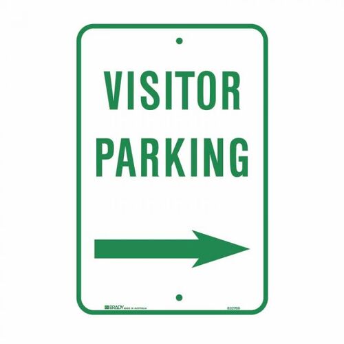 Brady Parking Sign - Visitor Parking Arrow Right 300 x 450mm C2 Ref Al