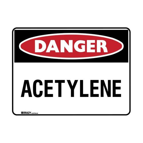 Brady Danger Sign - Acetylene 450 x 300mm Metal (Colorbond Steel)