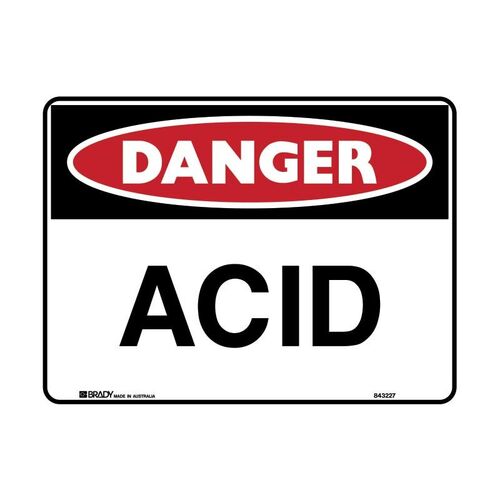 Brady Danger Sign - Acid 450 x 300mm Metal (Colorbond Steel)