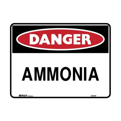 Brady Danger Sign - Ammonia 450 x 300mm Metal (Colorbond Steel)