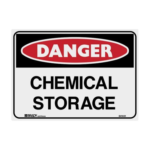 Brady Danger Sign - Chemical Storage 600 x 450mm Metal (Colorbond Steel)