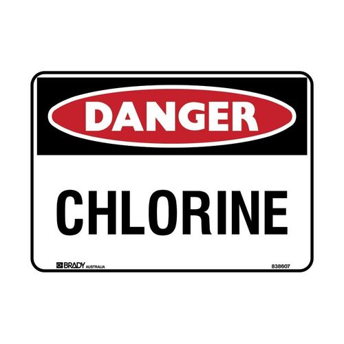 Brady Danger Sign - Chlorine 450 x 300mm Metal (Colorbond Steel)